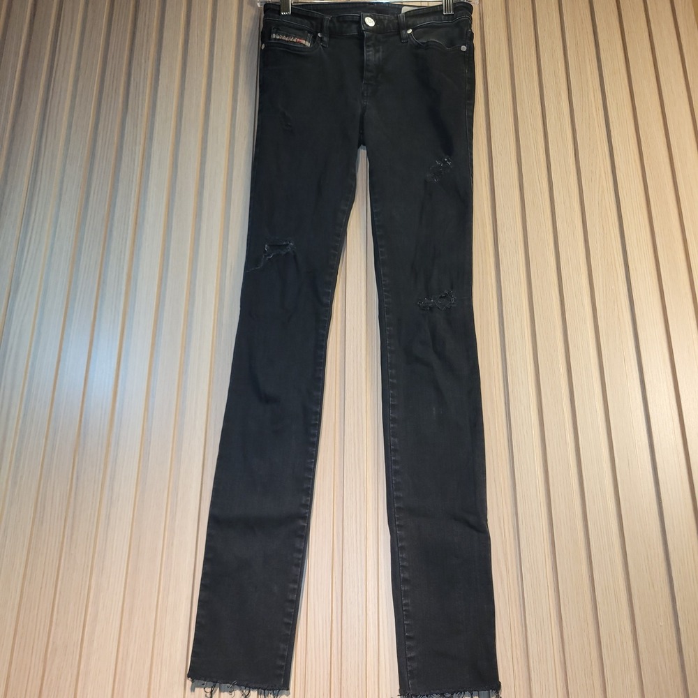 Diesel Skinzee Super Slim Skinny Jeans W27 L32 Black Distressed 084EX Stretch